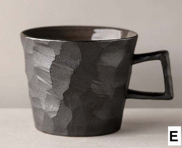 Modern Handmade Pottery Coffee Cup, Creative Brown White Black Blue Ceramic Coffee Mugs, Large Unique Tea Cup, Large Capacity Coffee Cups-Paintingforhome