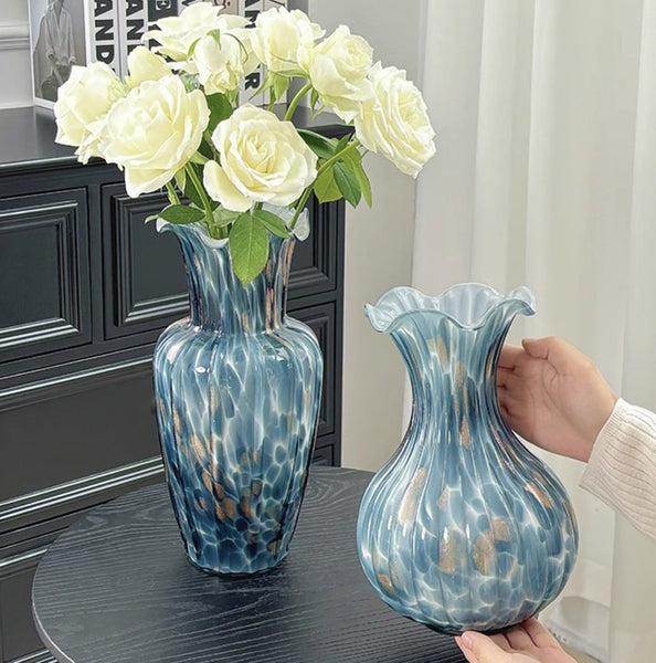 Modern Glass Bud Vases, Centerpiece Vases on Table, Handmade Liuli Vases, Color Glaze Vase, Contemporary Vases for Modern Home Decor-Paintingforhome