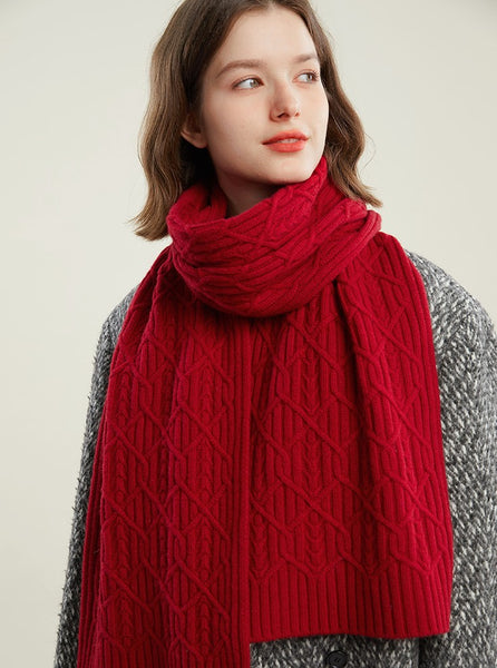 Cold Weather Scarf, Casual Scarf for Women, Fashion Designer Scarf, Red Winter Scarf, Modern Wool Scarf for Women, Soft Cashmere Scarf for Women-Paintingforhome