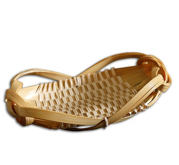 Natural Hand-woven Bamboo Basket, Lovely Cute Picnic Food Basket, Bamboo Basket for Food, Natural Fruit Basket Kitchen Storage Baskets-Paintingforhome