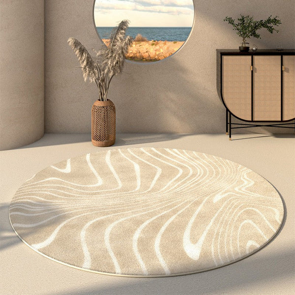 Geometric Modern Rugs in Living Room, Modern Round Rugs under Coffee Table, Circular Modern Rugs under Sofa, Abstract Contemporary Round Rugs-Paintingforhome