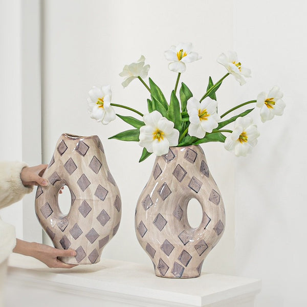 Unique Porcelain Flower Vases, Flower Vases on Table, Contemporary Vases for Modern Home Decor, Ceramic Bouquet Vases, Dining Table Centerpiece-Paintingforhome