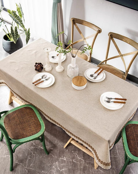 Large Rectangle Table Cover for Dining Room Table, Modern Table Cloth, Cotton and Linen Tablecloth for Home Decoration, Square Tablecloth for Round Table-Paintingforhome