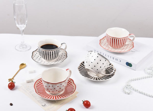 Unique Porcelain Cup and Saucer, Afternoon British Tea Cups, Creative Porcelain Tea Cup Saucer Set, Elegant Modern Ceramic Coffee Cups-Paintingforhome