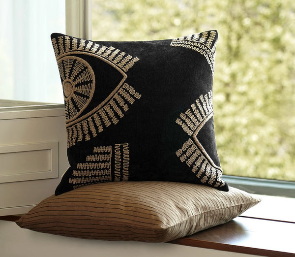 Geometric Modern Sofa Pillows, Large Square Decorative Throw Pillows for Couch, Large Black Decorative Throw Pillows, Black Geometric Sofa Pillows for Interior Design-Paintingforhome