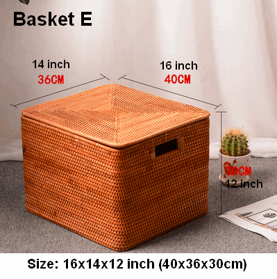 Large Rectangular Storage Baskets for Bathroom, Wicker Storage Basket with Lid, Extra Large Storage Baskets for Clothes, Storage Baskets for Shelves-Paintingforhome