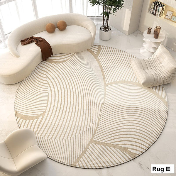 Abstract Modern Area Rugs for Bedroom, Circular Modern Rugs under Chairs, Geometric Round Rugs for Dining Room, Contemporary Modern Rug for Living Room-Paintingforhome