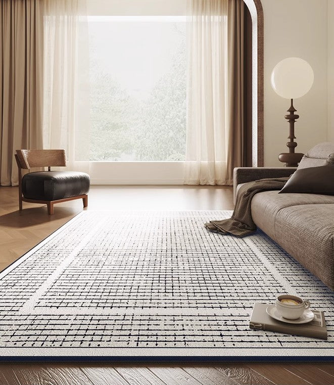 Mid Century Modern Rugs for Bedroom, Large Modern Rugs for Living Room, Contemporary Abstract Rugs under Dining Room Table-Paintingforhome