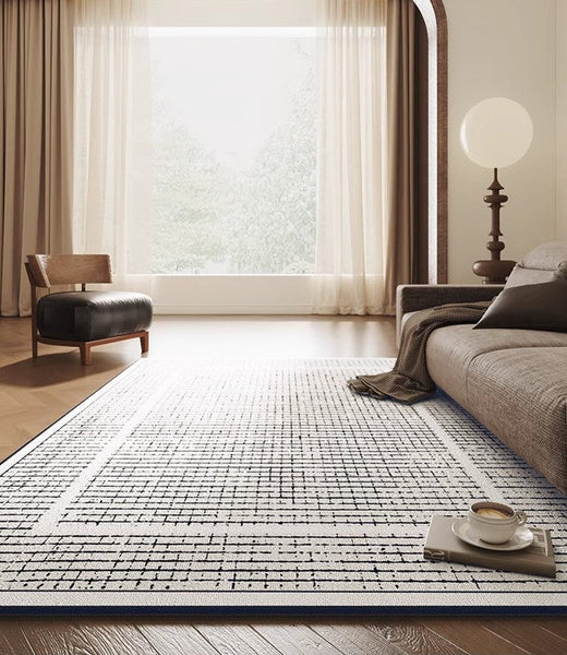 Mid Century Modern Rugs for Bedroom, Large Modern Rugs for Living Room, Contemporary Abstract Rugs under Dining Room Table-Paintingforhome