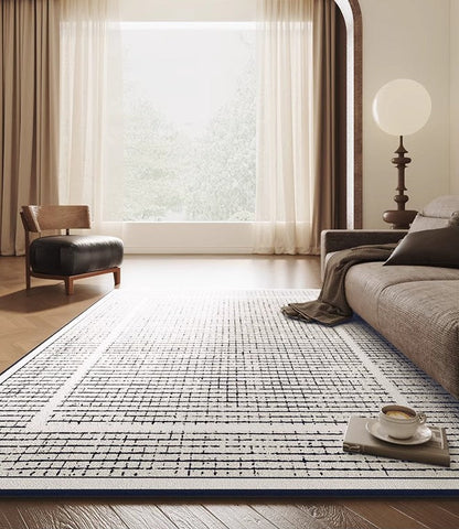 Mid Century Modern Rugs for Bedroom, Large Modern Rugs for Living Room, Contemporary Abstract Rugs under Dining Room Table-Paintingforhome