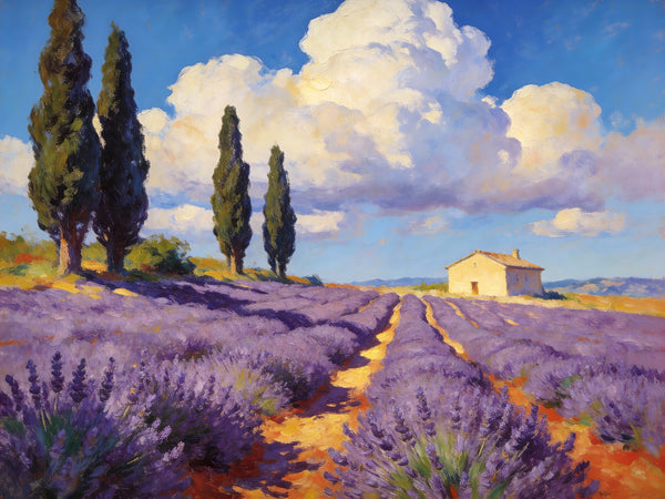 Original Small Paintings on Canvas, Provence lavender fields, Hand Painted Canvas Art, Small Landscape Paintings, Small Paintings on Canvas-Paintingforhome