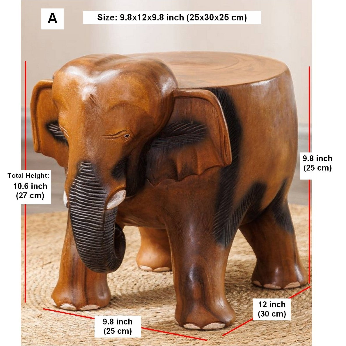 Handmade Solid Wood low Stool, Elephant Wooden Stool, Elephant Sofa Stool, Dining Table Stool, Creative Shoe-changing Stool-Paintingforhome