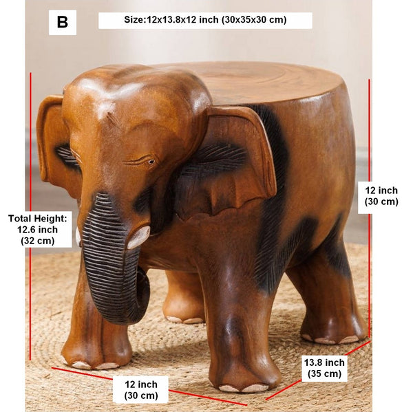 Handmade Solid Wood low Stool, Elephant Wooden Stool, Elephant Sofa Stool, Dining Table Stool, Creative Shoe-changing Stool-Paintingforhome