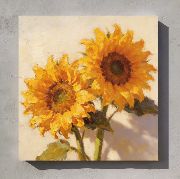 Small Canvas Artwork, Blooming Sunflowers, Still Life Painting, Hand Painted Canvas Art, Original Flower Paintings, Buy Small Artwork Online-Paintingforhome