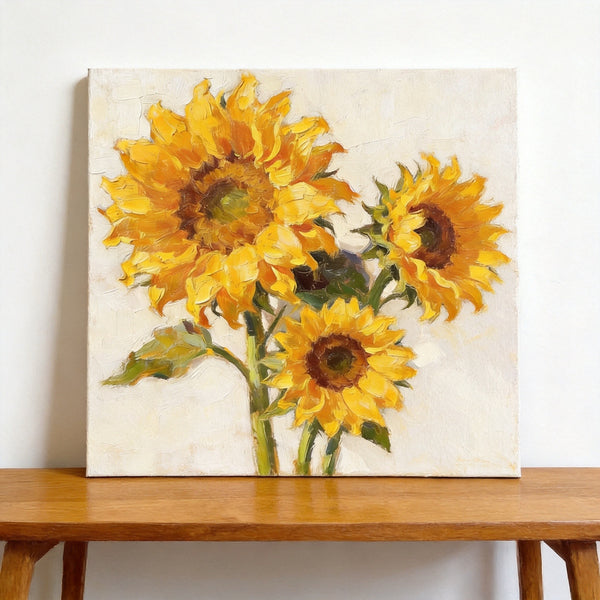 Blooming Sunflowers, Still Life Painting, Hand Painted Canvas Art, Small Canvas Artwork, Original Flower Paintings, Buy Small Paintings Online-Paintingforhome