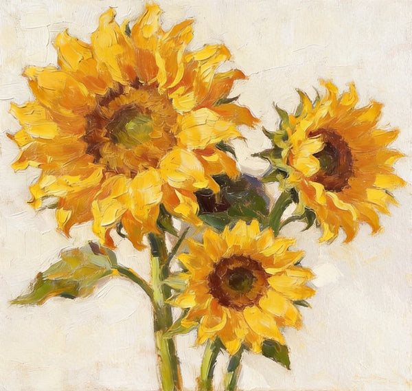 Blooming Sunflowers, Still Life Painting, Hand Painted Canvas Art, Small Canvas Artwork, Original Flower Paintings, Buy Small Paintings Online-Paintingforhome