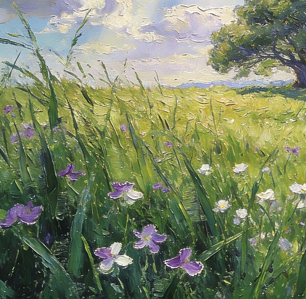 Morning on the Grassland, Small Landscape Paintings, Small Oil Paintings on Canvas, Original Oil Paintings, Small Paintings on Canvas, Hand Painted Canvas Art-Paintingforhome
