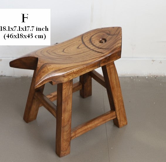 Solid Wood low Stool, Creative Shoe-changing Stool, Handmade Vintage Old Elm Wood Stool, Children's Wooden Stool, Sofa Stool, Dining Table Stool-Paintingforhome