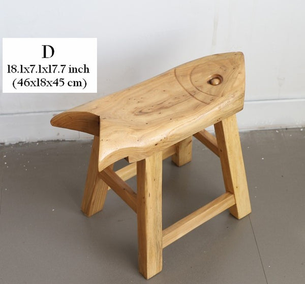 Children's Wooden Stool, Sofa Stool, Dining Table Stool, Handmade Solid Wood low Stool, Creative Shoe-changing Stool, Old Elm Wood Stool-Paintingforhome