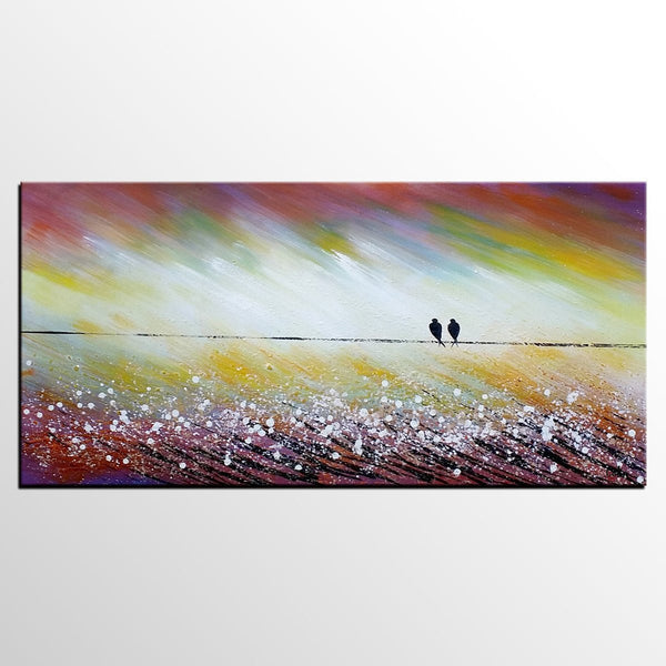 Simple Abstract Painting, Living Room Wall Art Ideas, Love Birds Painting, Acrylic Painting for Sale, Bedroom Canvas Painting-LargePaintingArt.com
