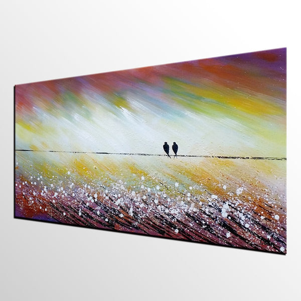 Simple Abstract Painting, Living Room Wall Art Ideas, Love Birds Painting, Acrylic Painting for Sale, Bedroom Canvas Painting-LargePaintingArt.com
