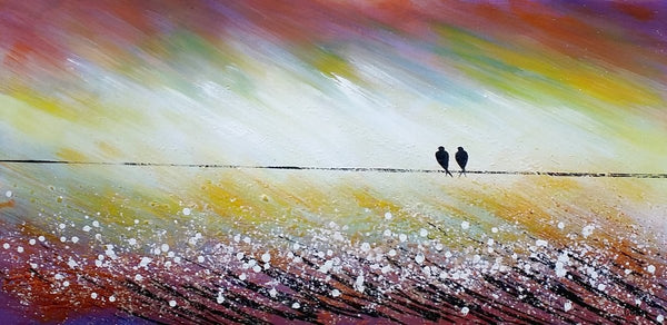 Simple Abstract Painting, Living Room Wall Art Ideas, Love Birds Painting, Acrylic Painting for Sale, Bedroom Canvas Painting-LargePaintingArt.com