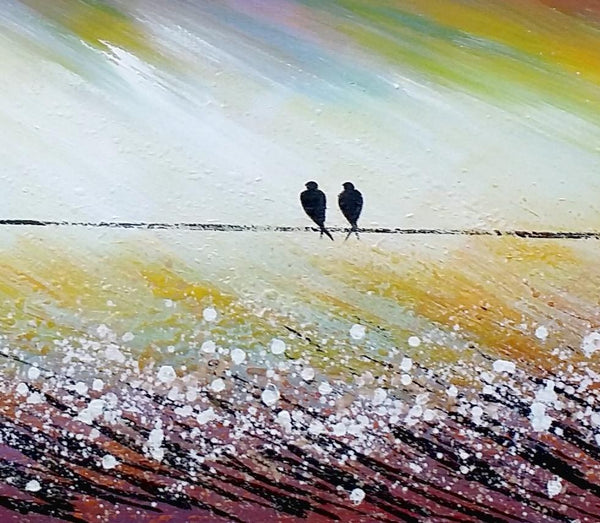 Simple Abstract Painting, Living Room Wall Art Ideas, Love Birds Painting, Acrylic Painting for Sale, Bedroom Canvas Painting-LargePaintingArt.com