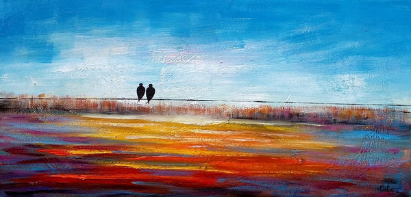 Original Abstract Painting, Love Birds Painting, Dining Room Wall Art Paintings, Modern Abstract Painting, Simple Canvas Painting, C-LargePaintingArt.com