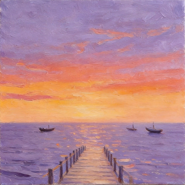 Serene Hour of the Ocean Sunset, Sunset Paintings, Hand Painted Canvas Art, Small Canvas Wall Art Paintings, Original Seascape Paintings, Original Oil Paintings, Buy Small Artwork Online-Paintingforhome