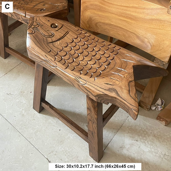 Handmade Solid Wood low Stool, Creative Shoe-changing Stool, Vintage Old Elm Wood Stool, Children's Wooden Stool, Sofa Stool, Dining Table Stool-Paintingforhome