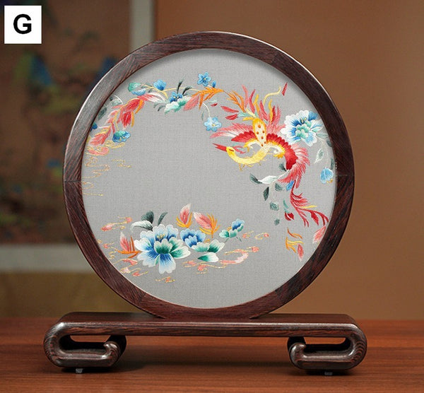 Exclusive Business Presents, Flower and Birds Silk Embroidery Ornaments, Creative Birthday Gift, Premium Souvenir, Traditional Chinese Suzhou Silk Embroidery-Paintingforhome