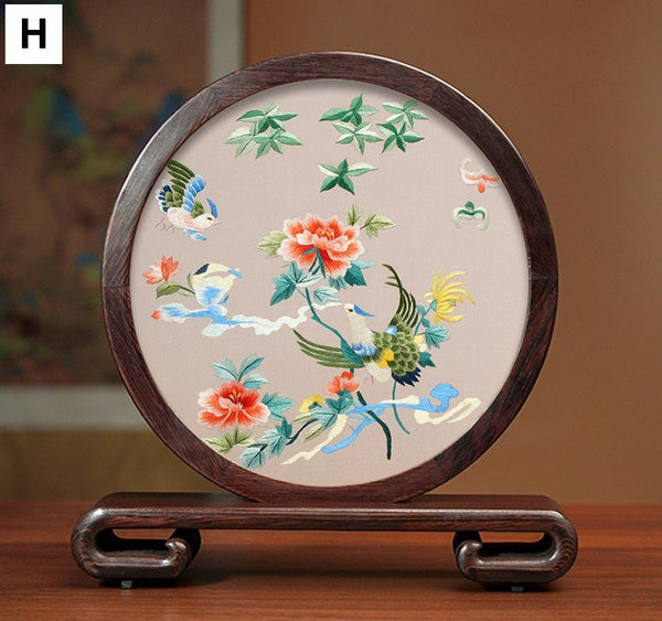 Exclusive Business Presents, Flower and Birds Silk Embroidery Ornaments, Creative Birthday Gift, Premium Souvenir, Traditional Chinese Suzhou Silk Embroidery-Paintingforhome