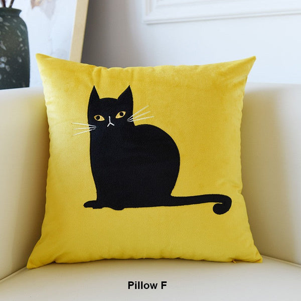 Lovely Cat Pillow Covers for Kid's Room, Modern Sofa Decorative Pillows, Cat Decorative Throw Pillows for Couch, Modern Decorative Throw Pillows-Paintingforhome