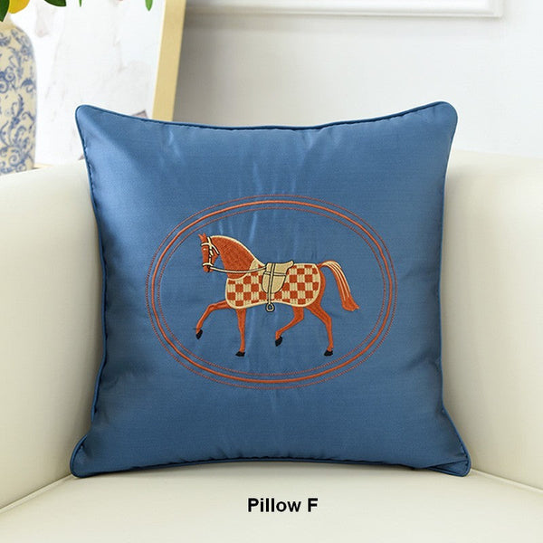 Embroider Horse Pillow Covers, Modern Decorative Throw Pillows, Horse Decorative Throw Pillows for Couch, Modern Sofa Decorative Pillows-Paintingforhome