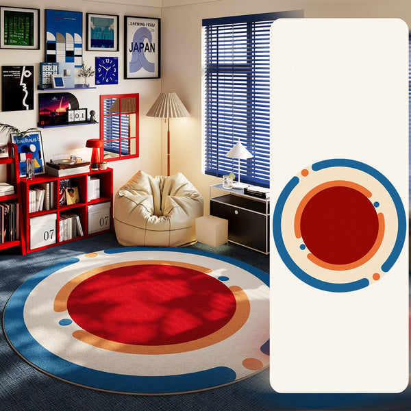 Abstract Contemporary Round Rugs for Dining Room, Modern Rugs for Dining Room, Circular Modern Rugs for Apartment, Geometric Modern Rug Ideas for Living Room