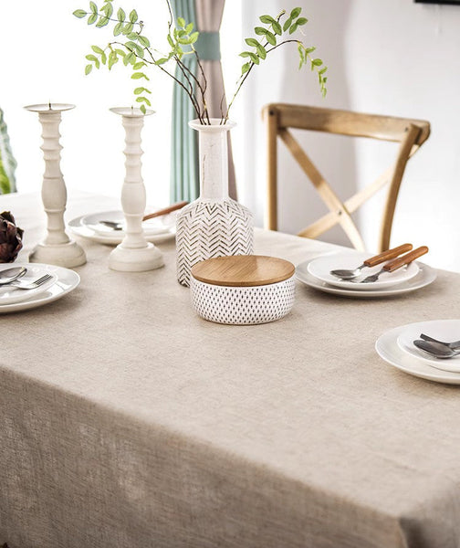 Cotton and Linen Tablecloth for Home Decoration, Large Rectangle Table Cover for Dining Room Table, Modern Table Cloth, Square Tablecloth for Round Table-Paintingforhome
