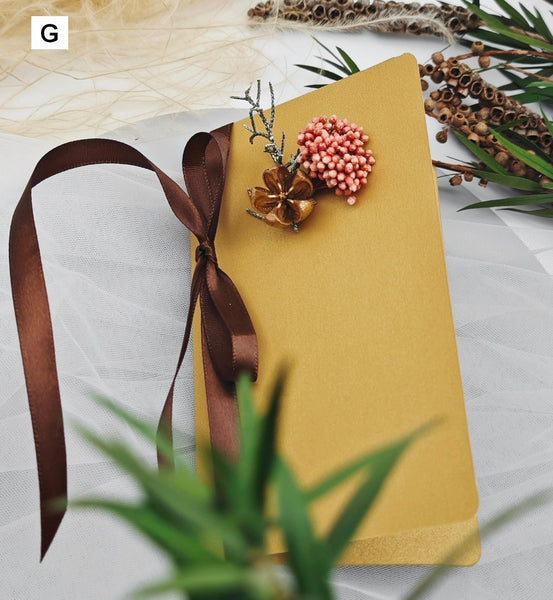 Original Handmade Anniversary Greeting Card, Creative Birthday Greeting Card, Beautiful Valentine's Day Greeting Card, Unique Wedding Greeting Card, Dried Flower Bowknot Greeting Cards-Paintingforhome