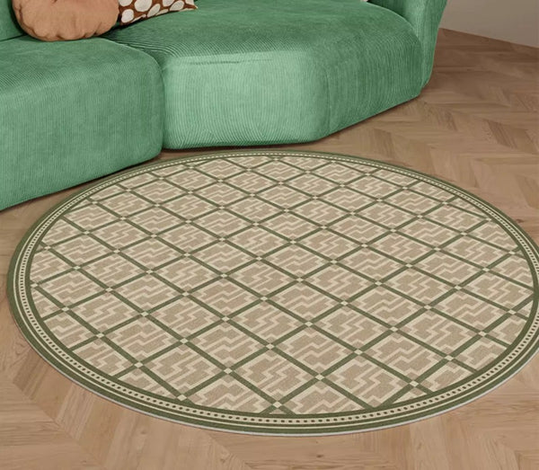 Contemporary Modern Rug for Living Room, Circular Modern Rugs under Chairs, Geometric Round Rugs for Dining Room, Bedroom Abstract Modern Rugs-Paintingforhome