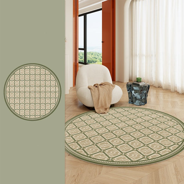Contemporary Modern Rug for Living Room, Circular Modern Rugs under Chairs, Geometric Round Rugs for Dining Room, Bedroom Abstract Modern Rugs-Paintingforhome
