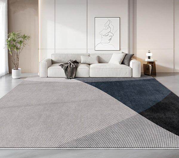 Modern Rugs for Living Room, Contemporary Rugs for Dining Room, Blue Contemporary Modern Rugs, Geometric Contemporary Rugs Next to Bed-Paintingforhome