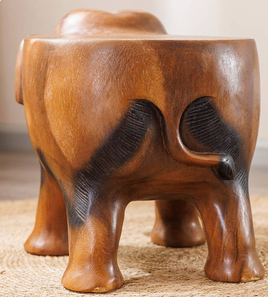 Handmade Solid Wood low Stool, Elephant Wooden Stool, Elephant Sofa Stool, Dining Table Stool, Creative Shoe-changing Stool-Paintingforhome