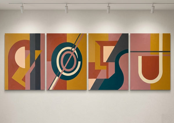 Geometric Contemporary Art, Large Modern Paintings for Living Room, Multi Panel Canvas Paintings, Original Abstract Artwork