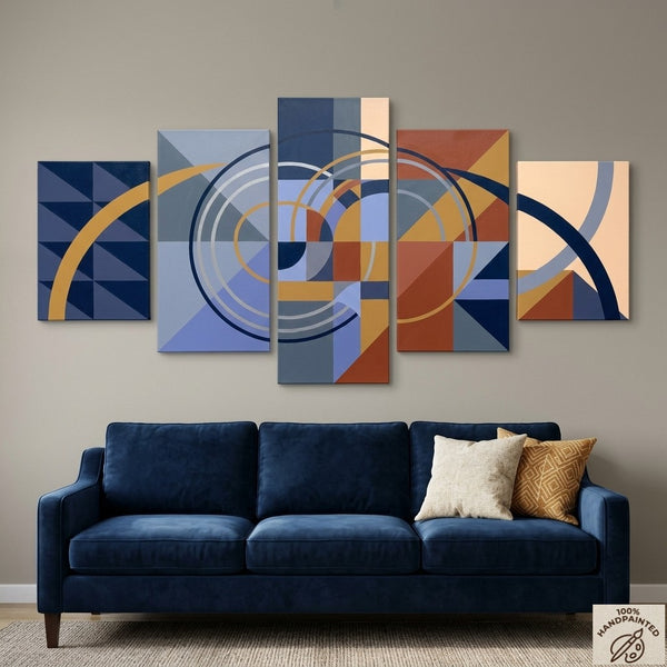 Large Modern Paintings for Bedroom, Geometric Contemporary Art, Abstract Acrylic Paintings, Hand Painted Canvas Art
