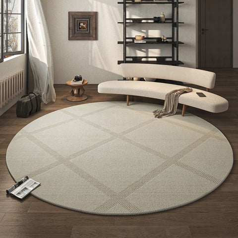 Contemporary Round Rugs for Bedroom, Geometric Modern Round Rugs for Living Room, Round Area Rugs for Dining Room, Coffee Table Rugs, Circular Modern Area Rug-Paintingforhome