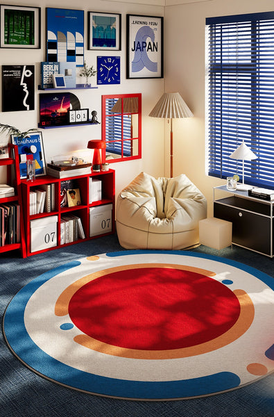Abstract Contemporary Round Rugs for Dining Room, Modern Rugs for Dining Room, Circular Modern Rugs for Apartment, Geometric Modern Rug Ideas for Living Room