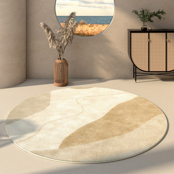 Contemporary Round Rugs Under Bed, Modern Round Carpets for Dining Room, Contemporary Round Rugs for Living Room, Hallway Floor Carpets-Paintingforhome