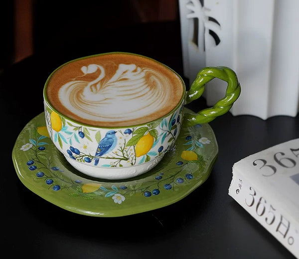 Porcelain Tea Cup and Saucer Set, Ceramic Coffee Cups in Gift Box, British Afternoon Tea Cups Tea Cup and Saucer Set-Paintingforhome