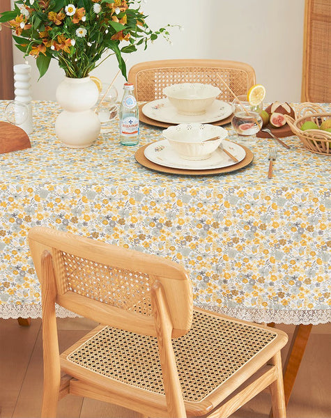 Dining Room Flower Table Cloths, Cotton Rectangular Table Covers for Kitchen, Farmhouse Table Cloth, Wedding Tablecloth, Square Tablecloth for Round Table-Paintingforhome
