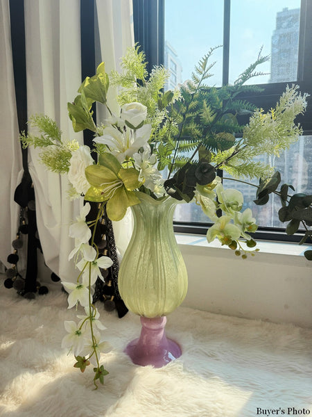 Modern Glass Vase for Flowers, Mid Century Glass Vases, Handmade Modern Vases for Living Room, Unique Decorative Glass Vase, Centerpiece Contemporary Vases on Table-Paintingforhome