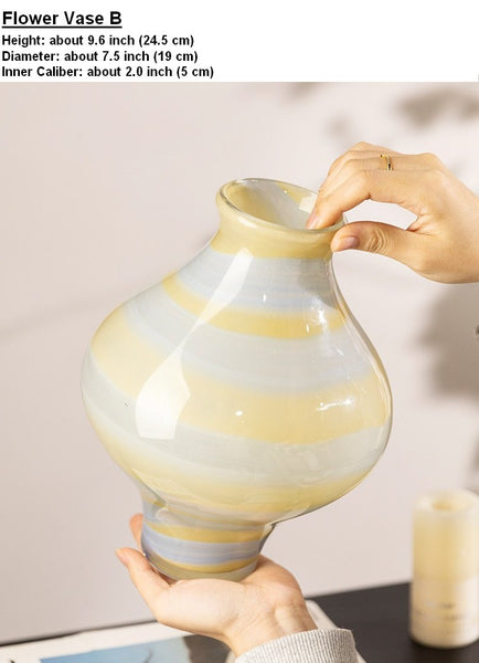 Modern Glass Bud Vases, Centerpiece Vases on Table, Handmade Liuli Vases, Color Glaze Vase, Contemporary Vases for Modern Home Decor-Paintingforhome